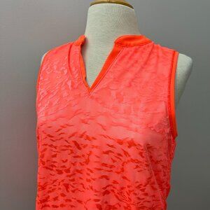 Lucky in Love Bright Coral Lace Fully Lined Cinch Tennis Top Sz L